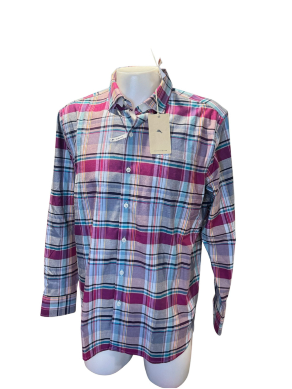 Men's Tommy Bahama Casual Button Down Shirt, Size L, Purple and Blue Plaid